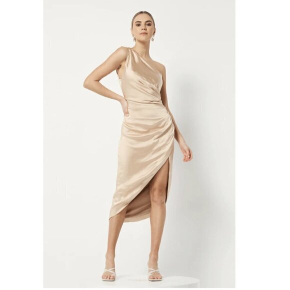 ELLIATT Cassini One-Shoulder Dress in Gold Size Medium - Picture 2 of 10
